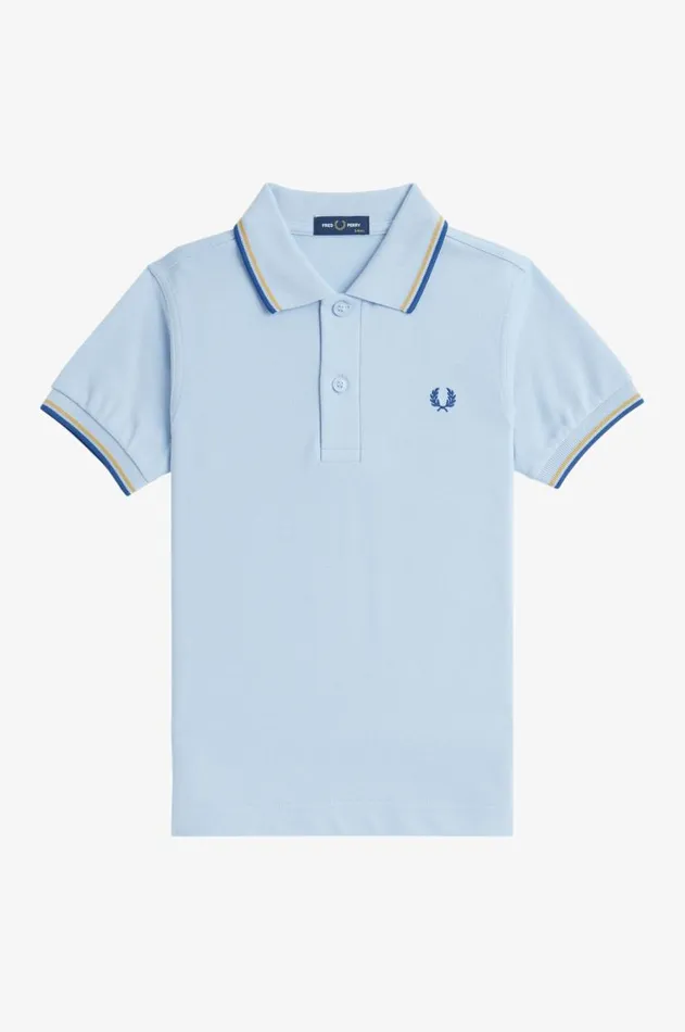 Kids Fred Perry Kids Twin Tipped Fred Perry Shirt Light Smokehoneycombshaded Cobalt
