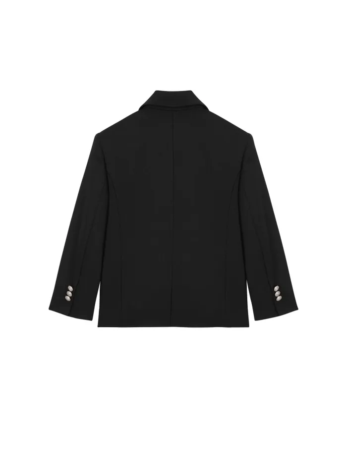 Balmain Boys 410 Years Kids 1button Jacket With PB Signature Embroidery Black