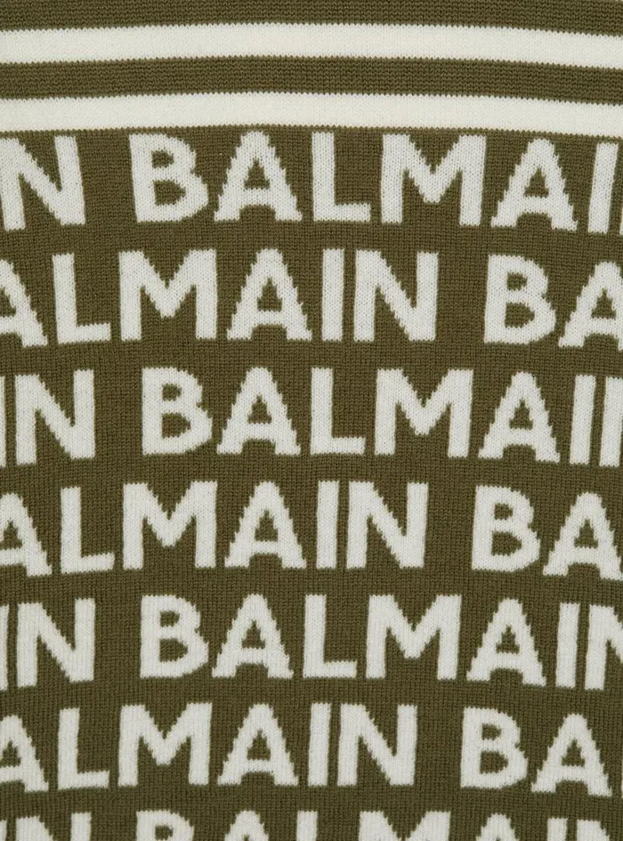 Balmain Boys 410 Years Kids Fine Knit Hooded Sweatshirt Green