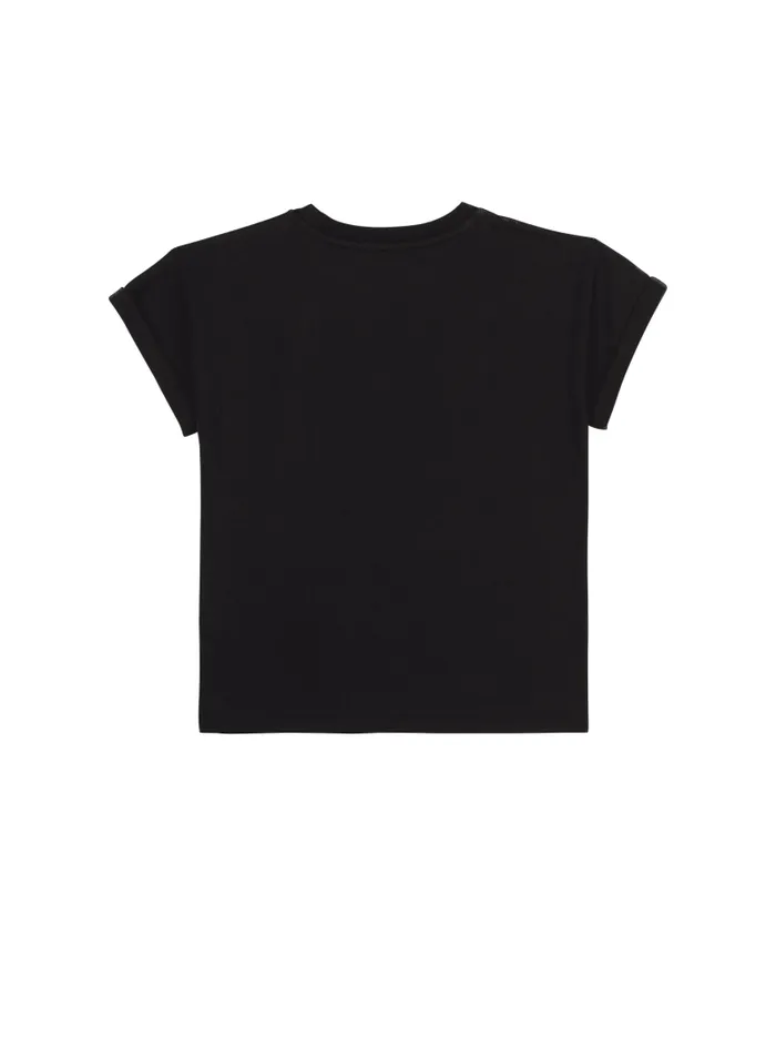 Balmain Boys 410 Years Kids Shortsleeved Signature Rhinestone Tshirt Black