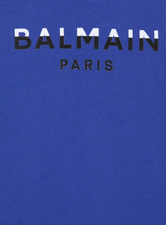 Balmain Boys 410 Years Kids Sweatshirt With Paris Logo Blue