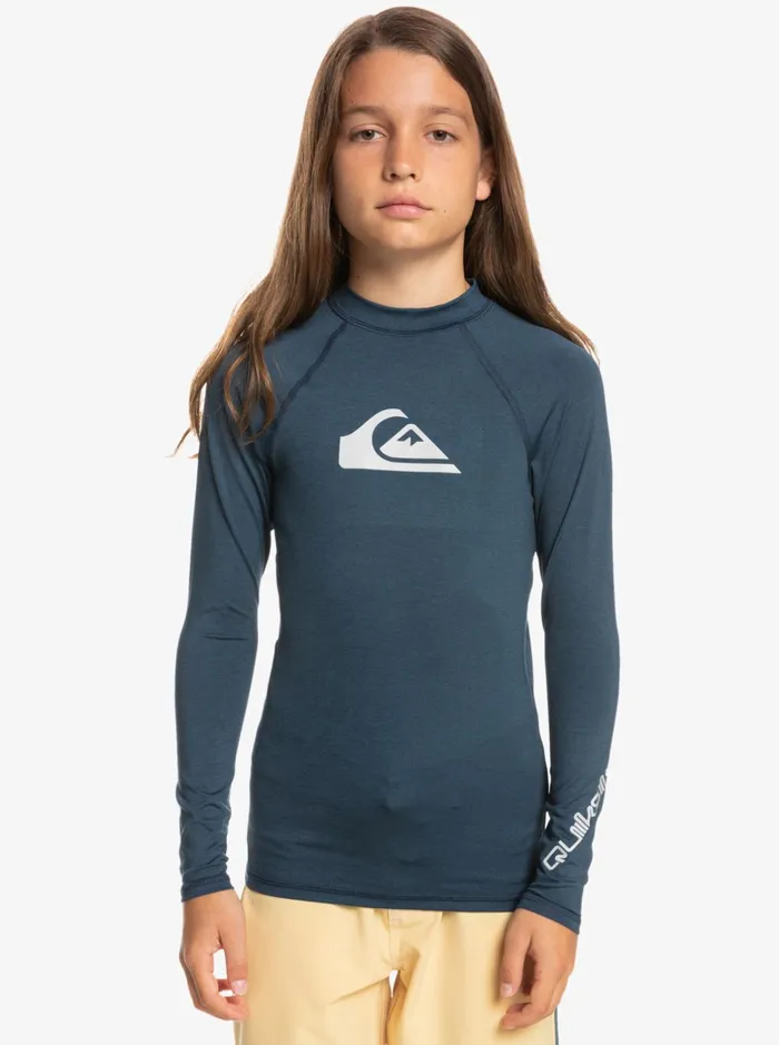 Rashguards Boys Quiksilver Boy039s 816 All Time Ls Youth LSl Surf Tee Navy Blazer Heather Rashguards Boys Quiksilver Boy039s 816 All Time Ls Youth LSl Surf Tee Navy Blazer Heather