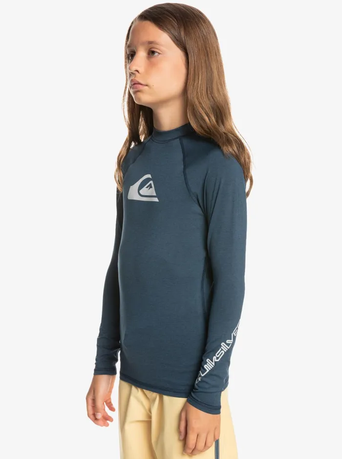 Rashguards Boys Quiksilver Boy039s 816 All Time Ls Youth LSl Surf Tee Navy Blazer Heather Rashguards Boys Quiksilver Boy039s 816 All Time Ls Youth LSl Surf Tee Navy Blazer Heather