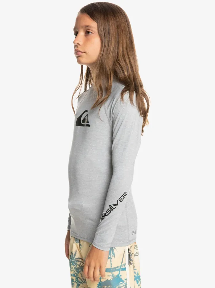 Rashguards Boys Quiksilver Boy039s 816 All Time Ls Youth LSl Surf Tee Sleet Heather Rashguards Boys Quiksilver Boy039s 816 All Time Ls Youth LSl Surf Tee Sleet Heather