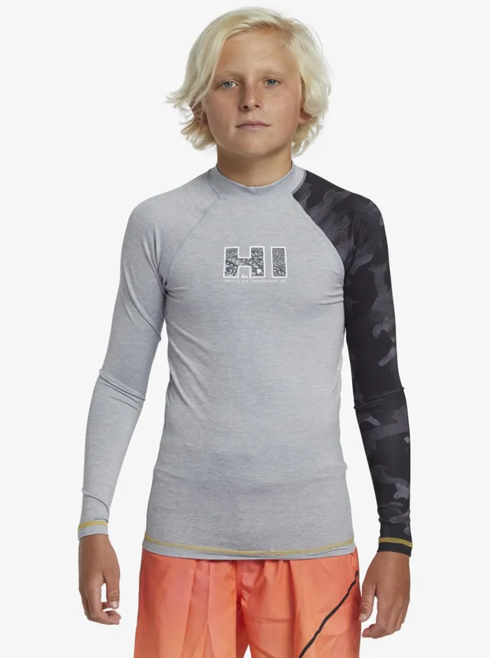 Rashguards Boys Quiksilver Boy039s 816 Hi Island Rush Long Sleeve Upf 50 Rashguard Sleet Heather Rashguards Boys Quiksilver Boy039s 816 Hi Island Rush Long Sleeve Upf 50 Rashguard Sleet Heather