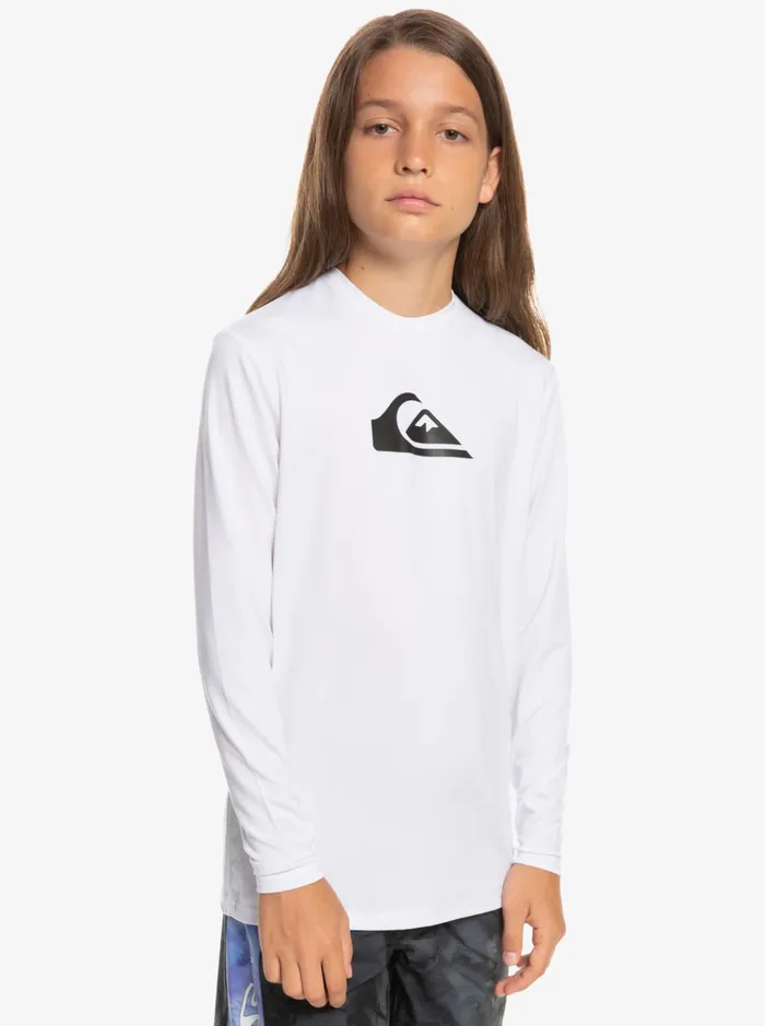 Rashguards Boys Quiksilver Boy039s 816 Solid Streak Ls Youth LSl Surf Tee White Rashguards Boys Quiksilver Boy039s 816 Solid Streak Ls Youth LSl Surf Tee White