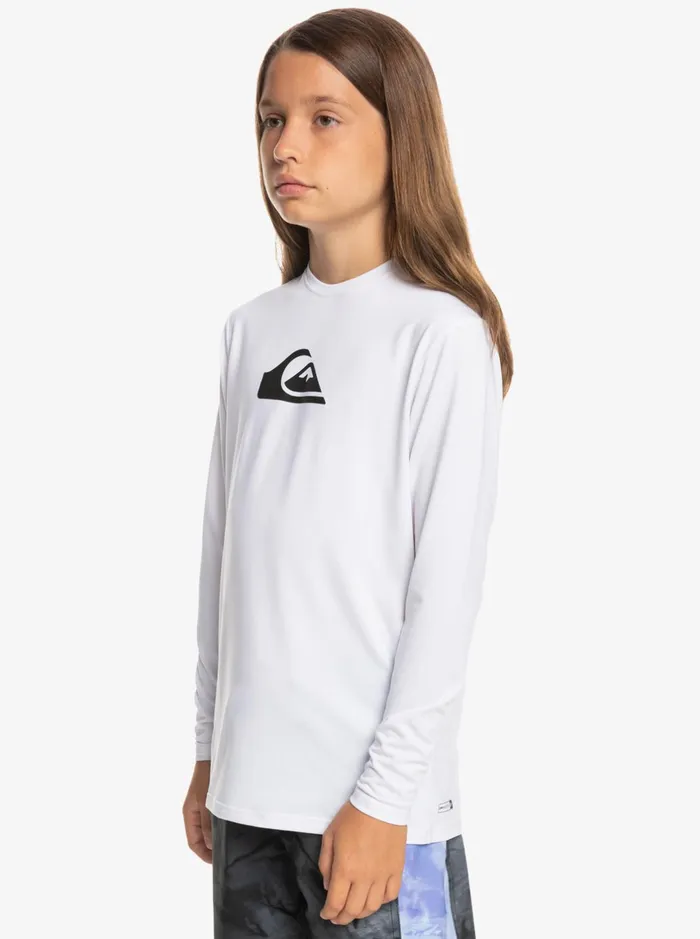 Rashguards Boys Quiksilver Boy039s 816 Solid Streak Ls Youth LSl Surf Tee White Rashguards Boys Quiksilver Boy039s 816 Solid Streak Ls Youth LSl Surf Tee White