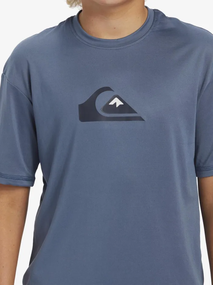 Rashguards Boys Quiksilver Boy039s 816 Solid Streak Short Sleeve Upf 50 Surf TShirt Bering Sea Rashguards Boys Quiksilver Boy039s 816 Solid Streak Short Sleeve Upf 50 Surf TShirt Bering Sea