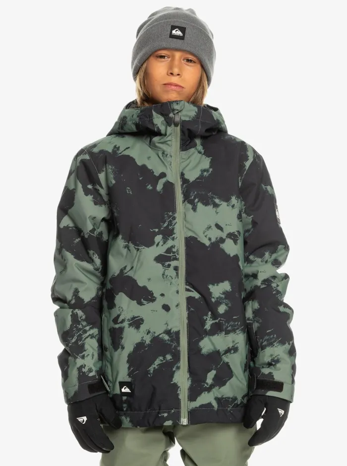 Snow Jackets Boys Quiksilver Boy039s 816 Mission Printed Technical Snow Jacket Tye Dye Laurel Wreath