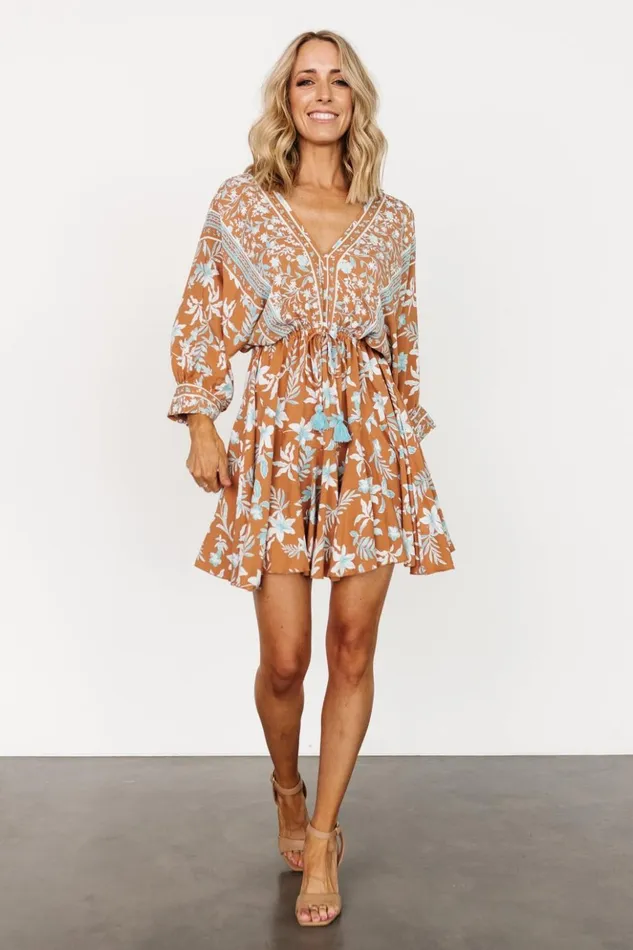Baltic Born Short Dresses Adria Mini Dress Camel Blue 8211 Women