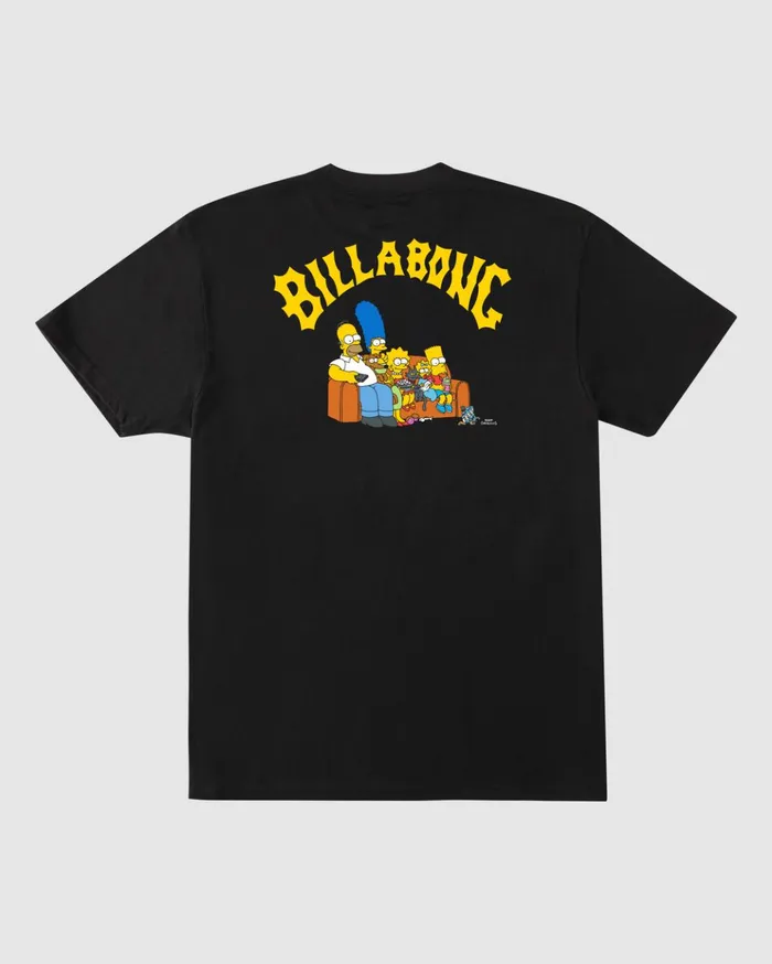Billabong Boys039 04027041 The Simpsons Family Couch Organic Short Sleeve TShirt Black Kids Boys039 Tees