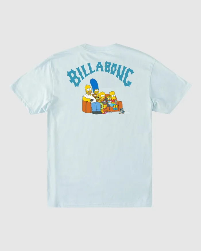 Billabong Boys039 04027041 The Simpsons Family Couch Organic Short Sleeve TShirt Coastal Blue Kids Boys039 Tees