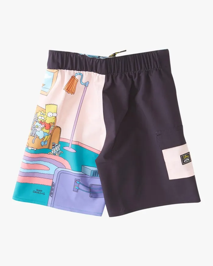 Billabong Boys039 04027041 The Simpsons Family Couch Pro Boardshorts 13quot Black Kids Boys039 Boardshorts
