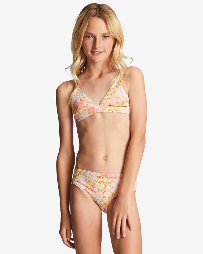 Billabong Girl039s 416 Spring Daydream Triangle TwoPiece Bikini Set Golden Peach Kids Girls039 Swimwear