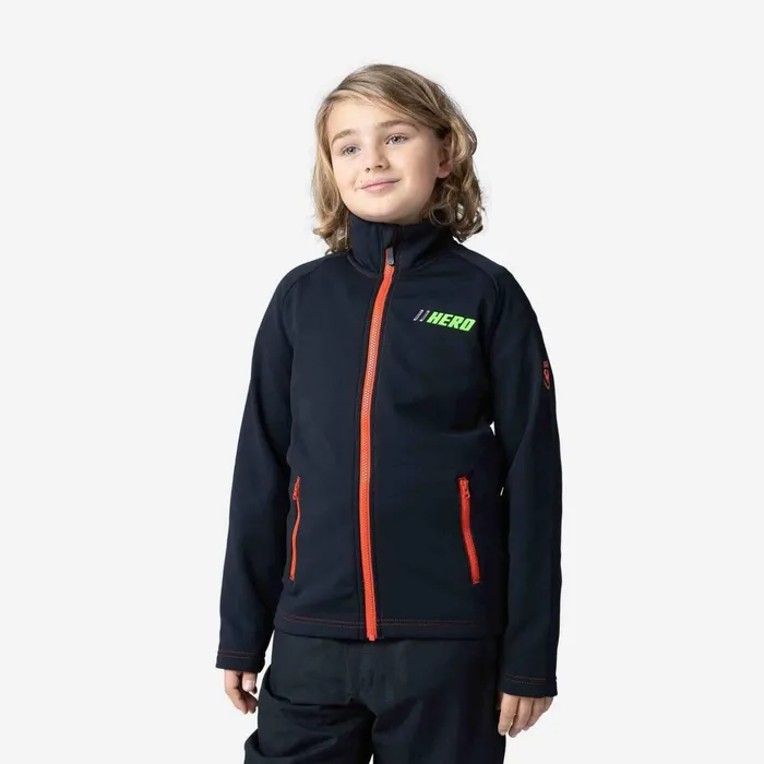 Kids Boys039 FullZip Hero Clim Fleece Jacket Black200 Rossignol Layers