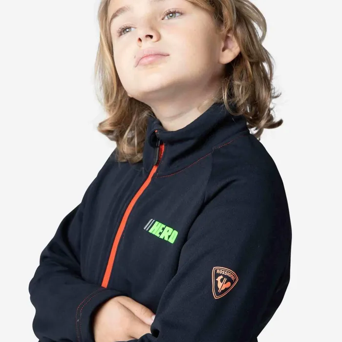 Kids Boys039 FullZip Hero Clim Fleece Jacket Black200 Rossignol Layers