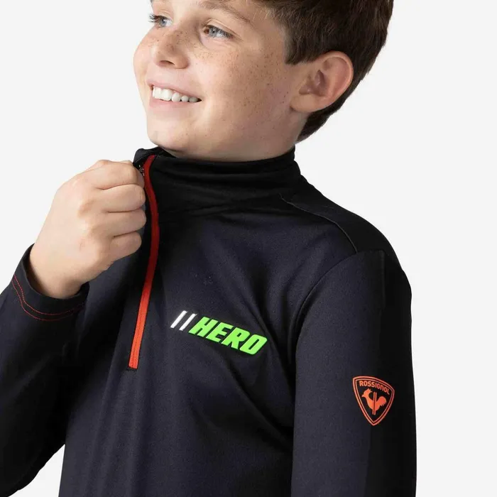 Kids Boys039 Hero HalfZip Stretch Fleece Black200 Rossignol Layers