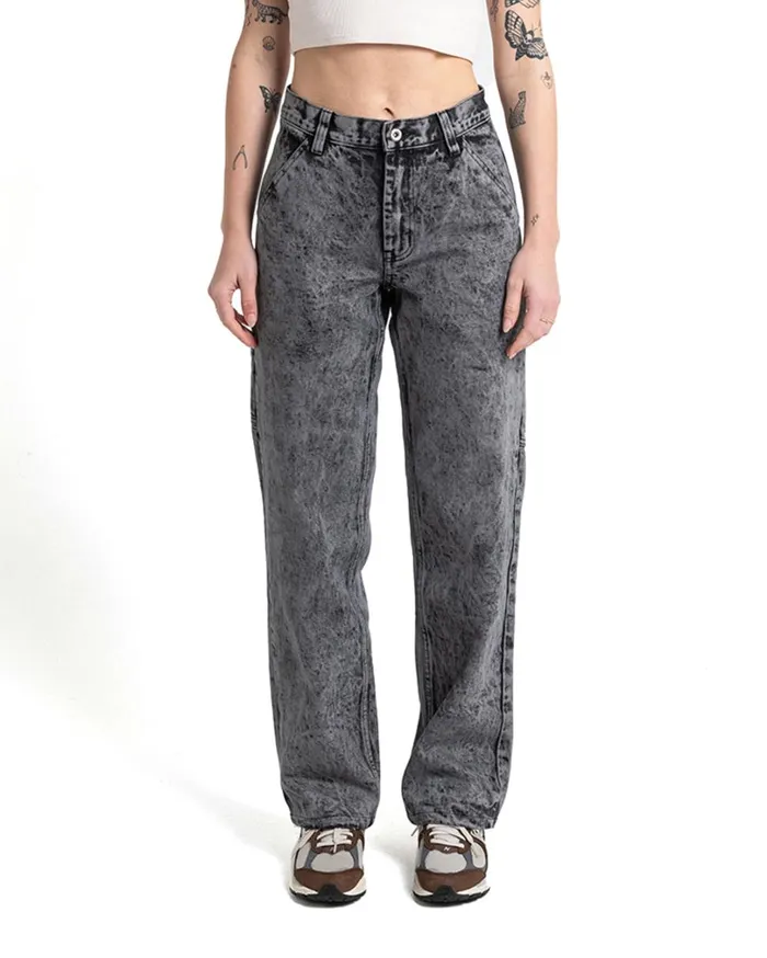 Acid Bernie Pant 8211 Black Acid Stonewash Women Deus Ex Machina Bottoms