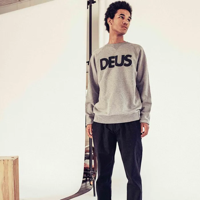 All Caps Crew Sweater 8211 Grey Men Deus Ex Machina Classics All Caps Crew Sweater 8211 Grey Men Deus Ex Machina Classics