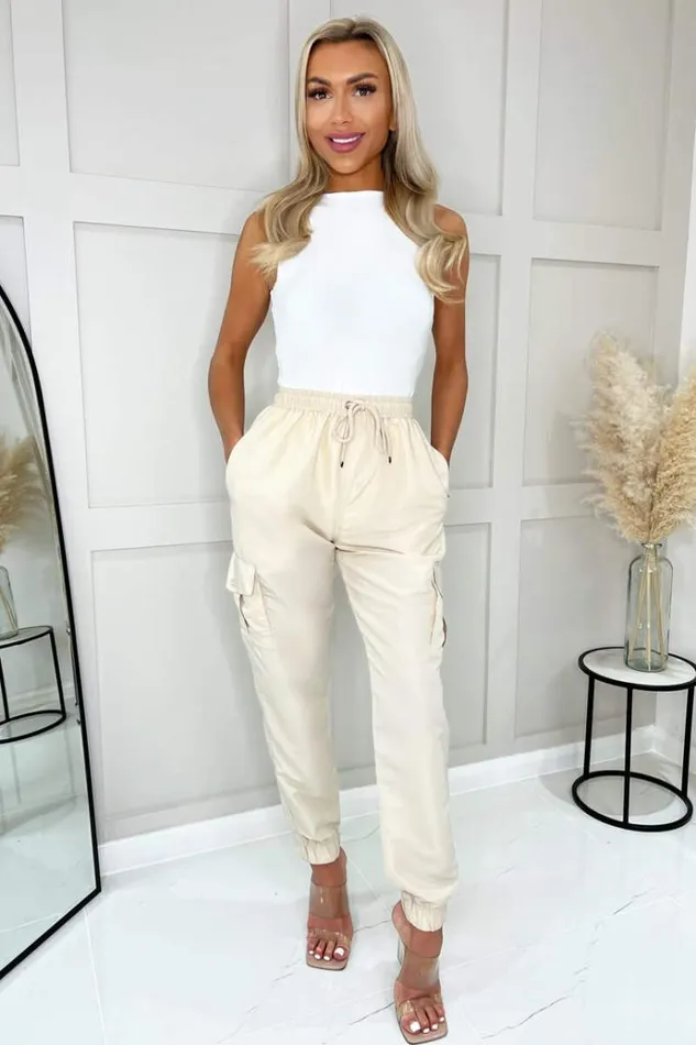 AX Paris Beige Cargo Pants Women Loungewear