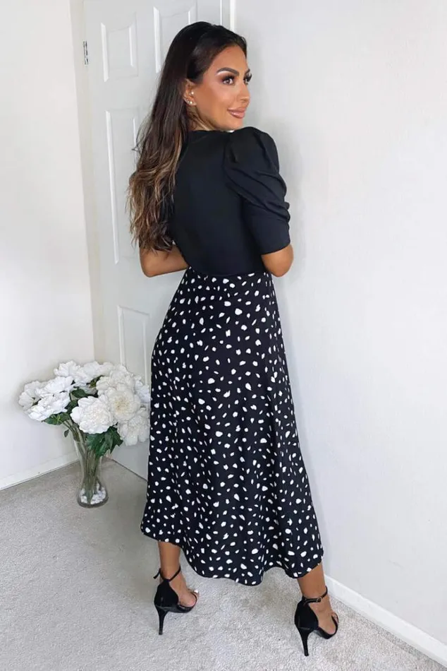 AX Paris Black 2 In 1 Wrap Over Printed Dress Women Dresses