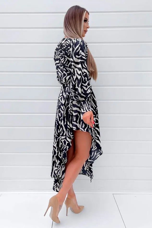 AX Paris Black Animal Print High Low Skirt Midi Dress Women Dresses