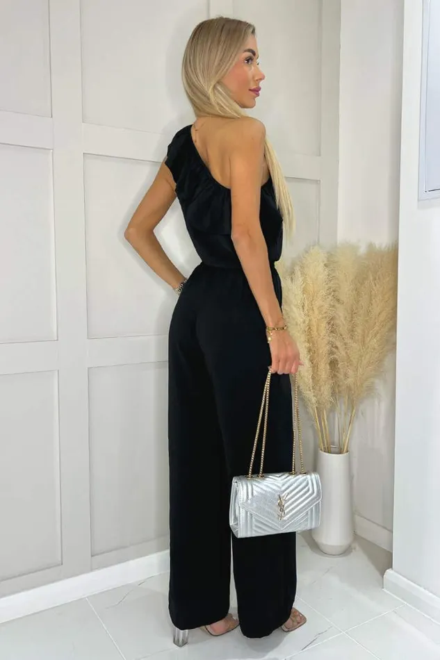 AX Paris Black Frill One Shoulder Jumpsuit Women Jumpsuits And Playsuits