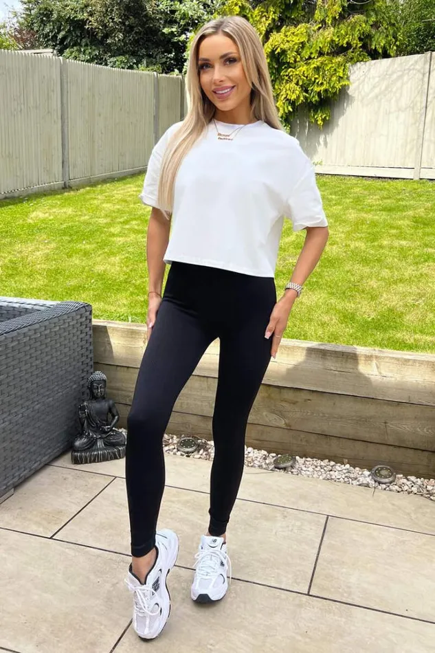 AX Paris Black High Rise Ribbed Active Leggings Women Loungewear