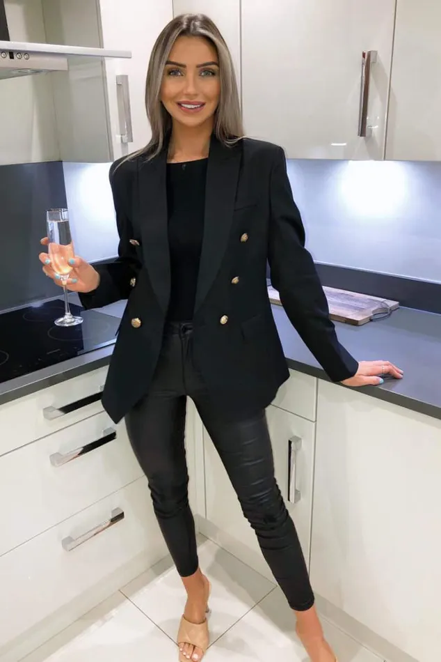 AX Paris Black Military Style Blazer Women Coats and Jackets