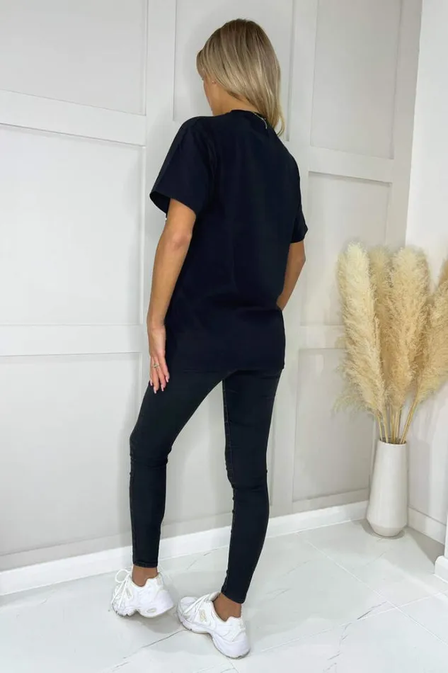AX Paris Black Paris Slogan TShirt Women Tops