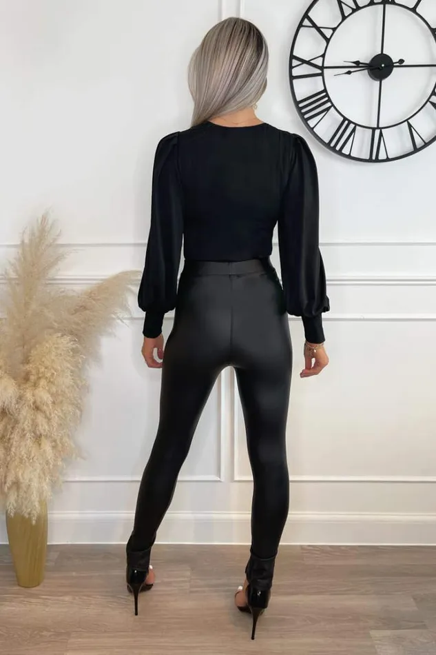 AX Paris Black Round Neck Long Sleeve Bodysuit Women Bodysuits