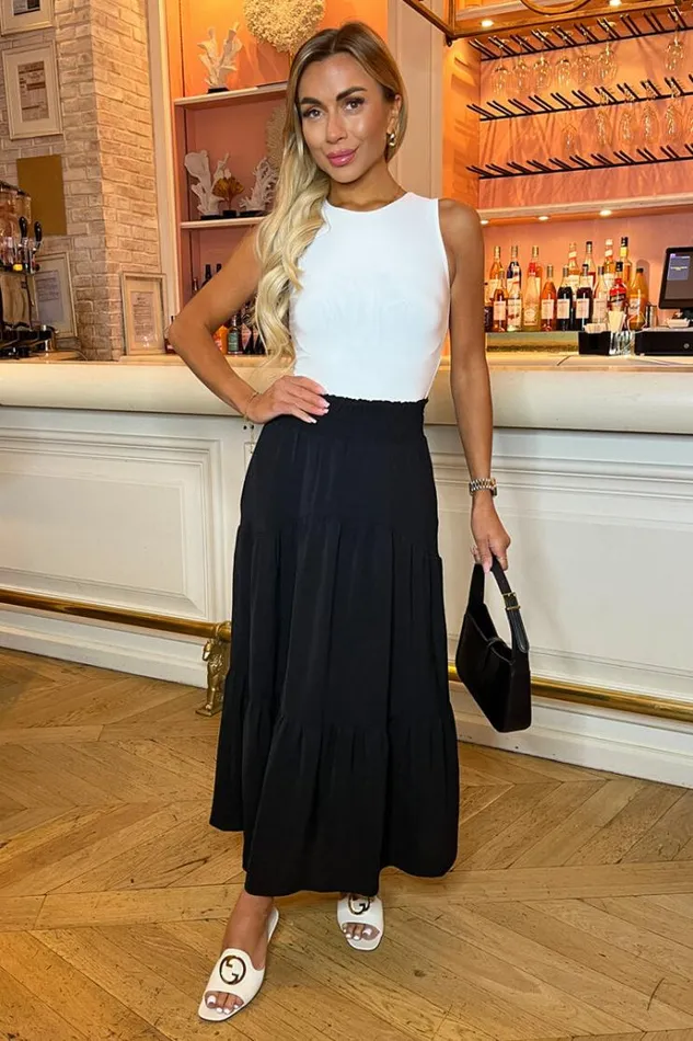 AX Paris Black Shirred Waist Maxi Skirt Women Skirts and Shorts