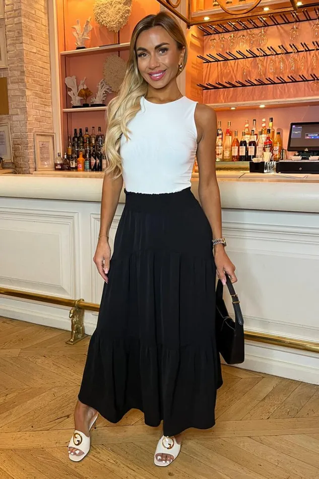 AX Paris Black Shirred Waist Maxi Skirt Women Skirts and Shorts