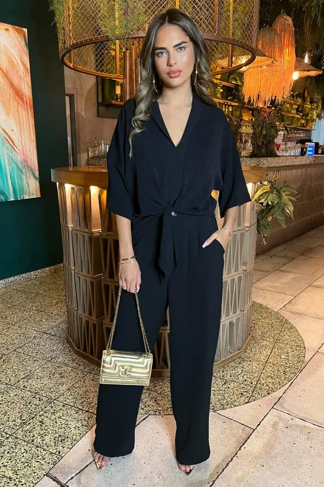 AX Paris Black Straight Leg Trousers Women Trousers and Leggings