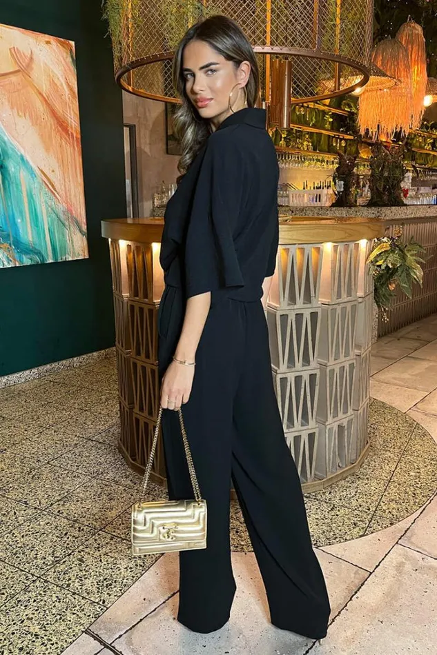 AX Paris Black Straight Leg Trousers Women Trousers and Leggings