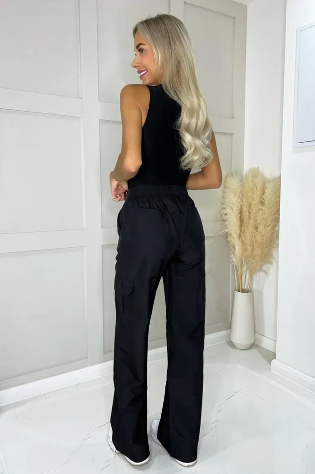 AX Paris Black Wide Leg Cargo Pants Women Loungewear
