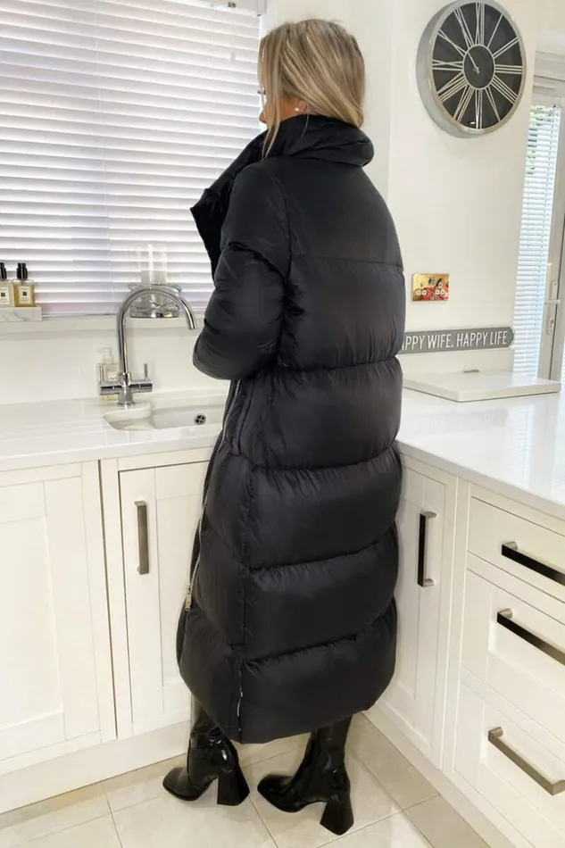 AX Paris Black Wrap Puffer Coat Women Coats and Jackets