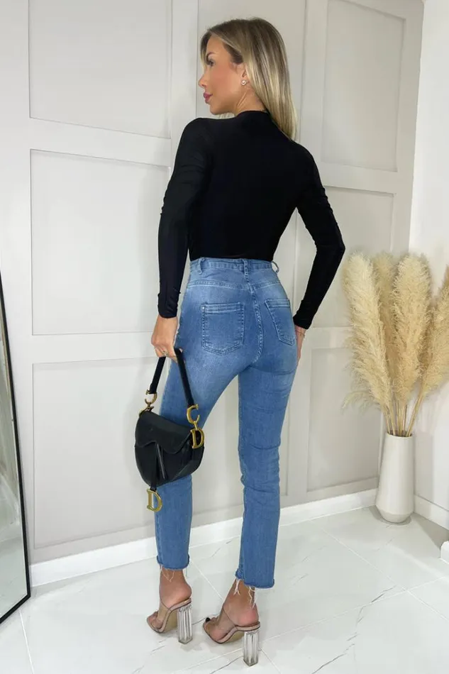 AX Paris Black Wrap Top Long Sleeve Slinky Bodysuit Women Bodysuits