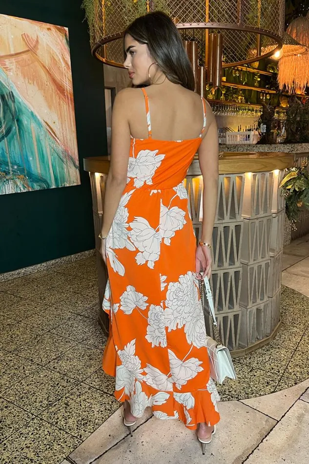 AX Paris Blood Orange Frill Hem Midi Dress Women Dresses