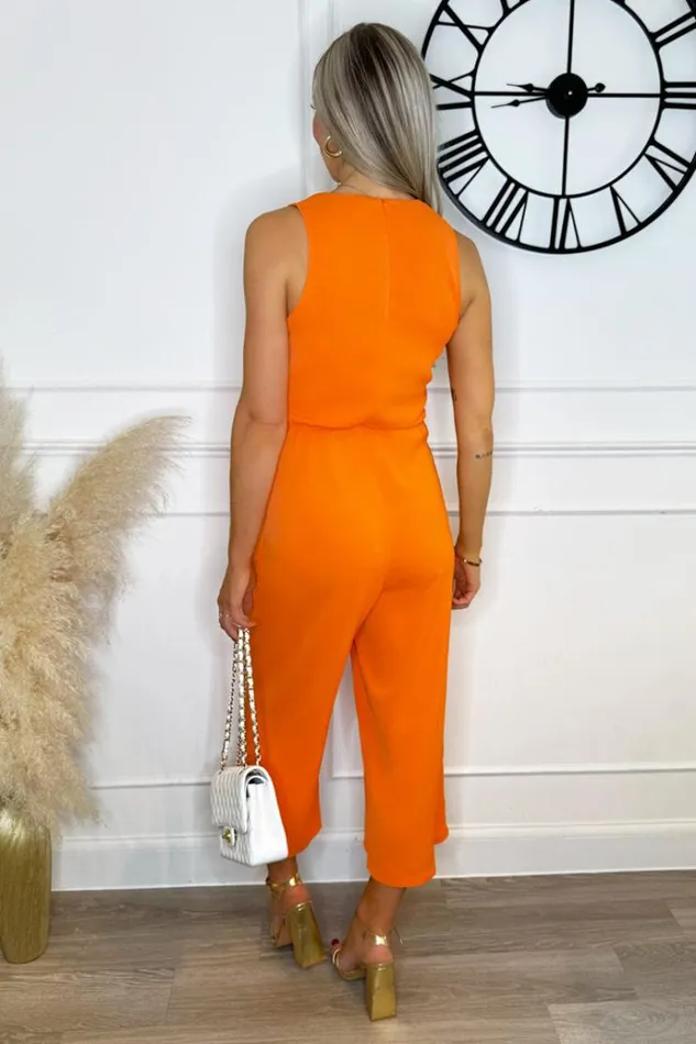 AX Paris Blood Orange Sleeveless Knot Front Jumpsuit Women Jumpsuits And Playsuits