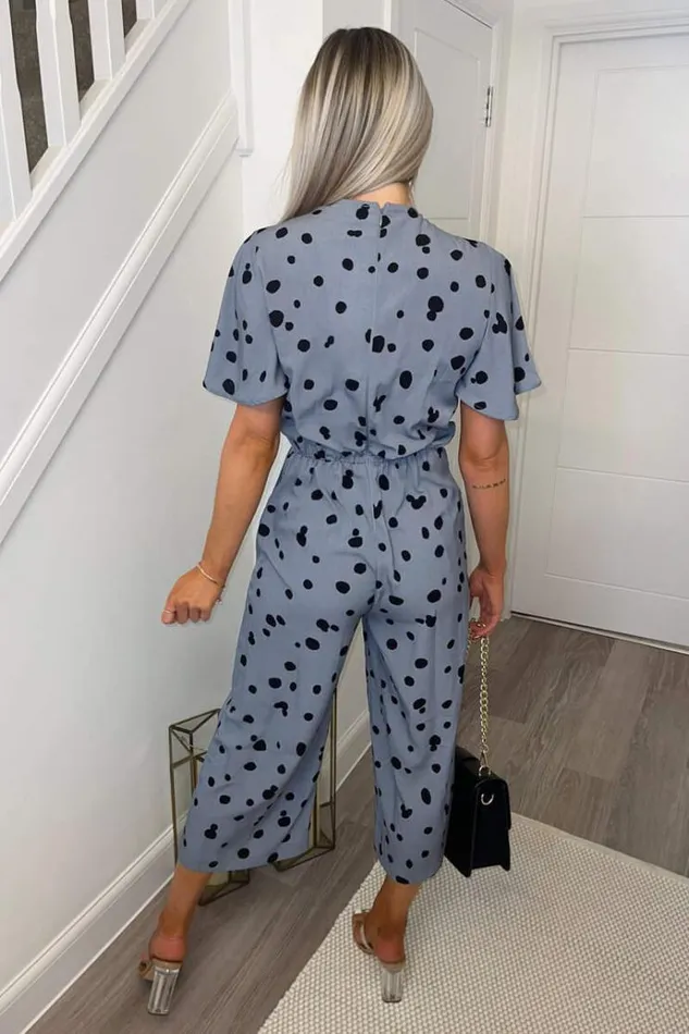 AX Paris Blue And Black Printed Wrap Over Jumpsuit Women Jumpsuits And Playsuits