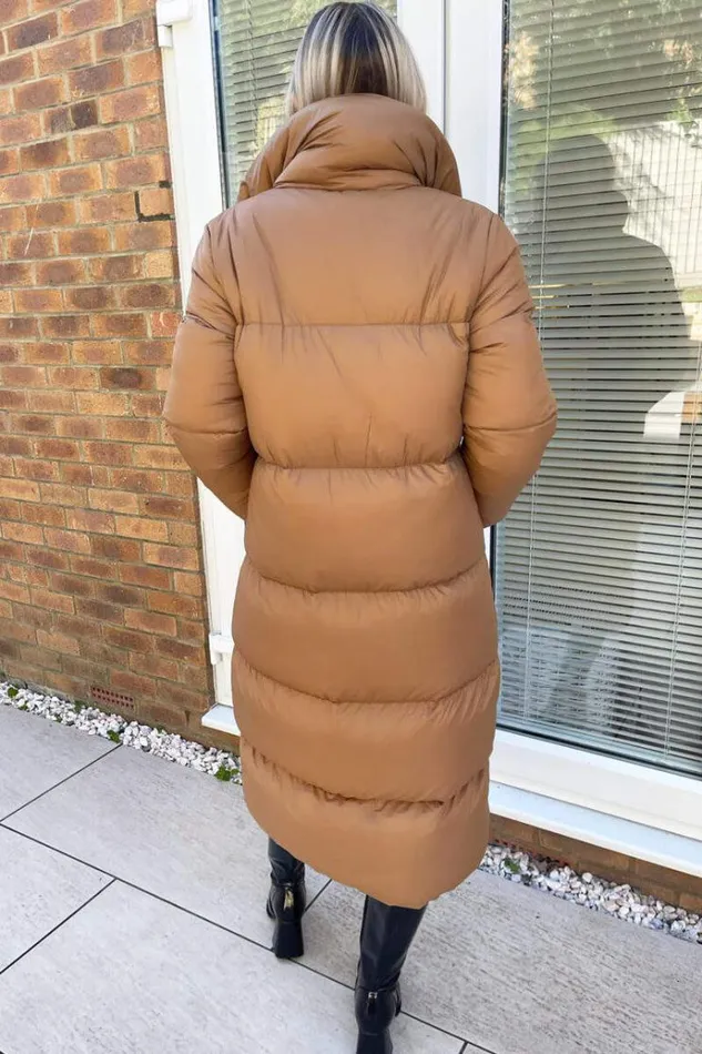 AX Paris Camel Wrap Puffer Coat Women Coats and Jackets