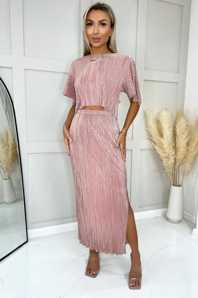 AX Paris Champagne Plisse Maxi Skirt Women Skirts and Shorts
