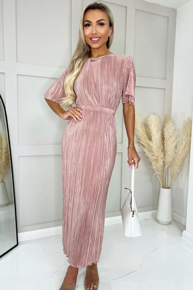 AX Paris Champagne Plisse Maxi Skirt Women Skirts and Shorts