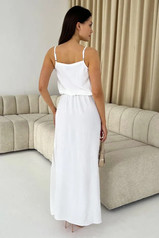 AX Paris Cream Tie Waist Strappy Split Leg Midi Dress Women Dresses