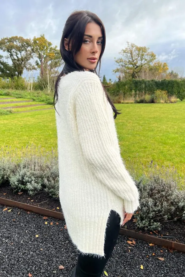 AX Paris Cream VNeck Chenille Knit Jumper Women Tops