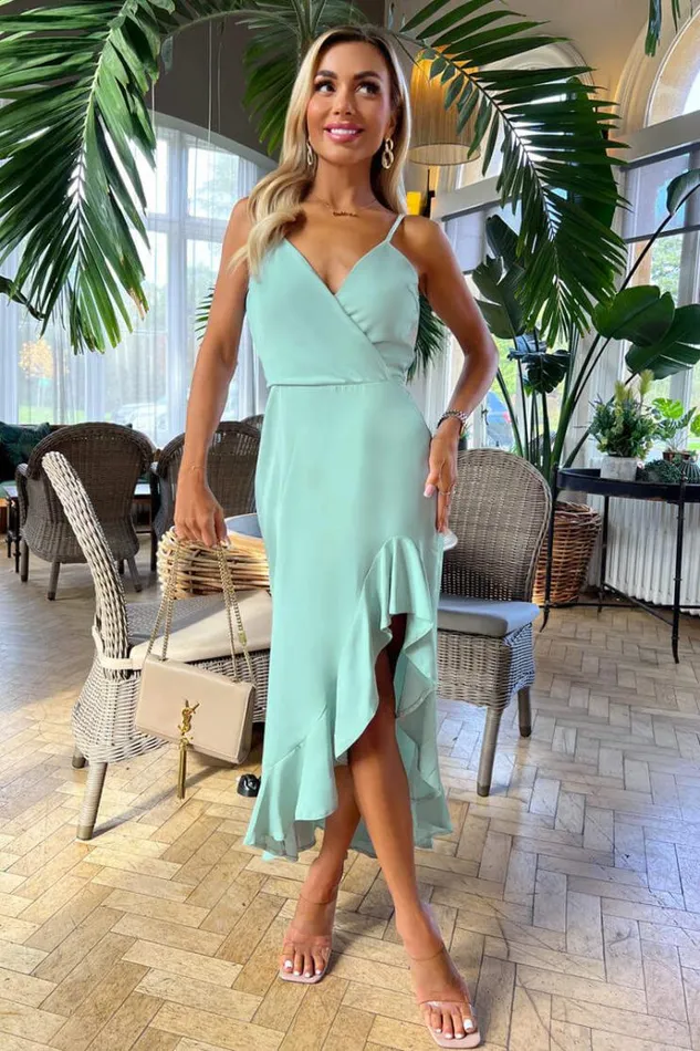 AX Paris Duck Egg Frill Hem Strappy Midi Dress Women Dresses
