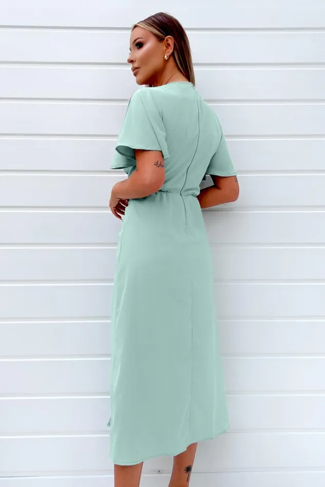 AX Paris Duck Egg Ruched Split Leg Midi Dress Women Dresses
