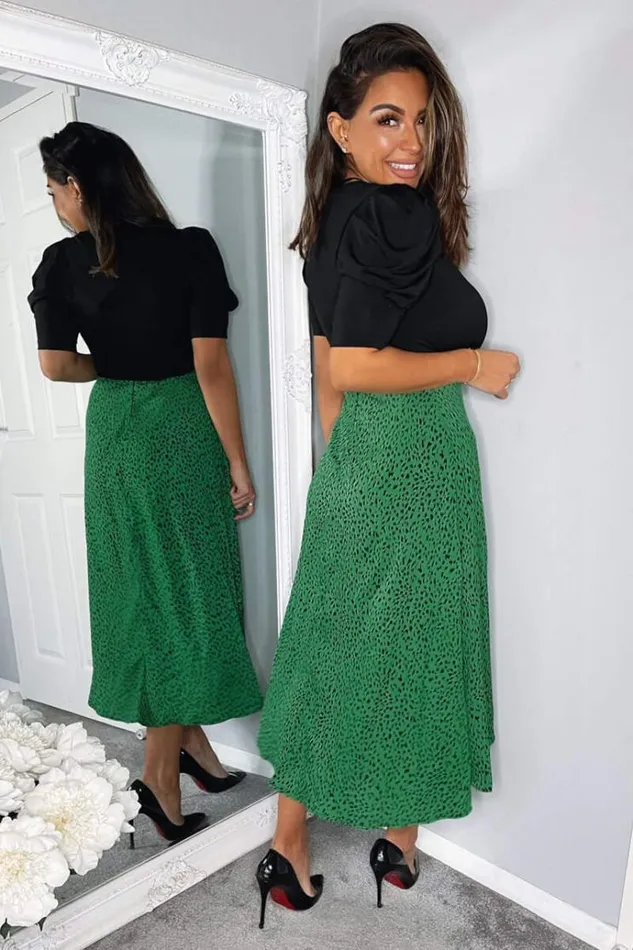 AX Paris Green Printed 2 In 1 Wrap Over Tie Side Dress Women Dresses