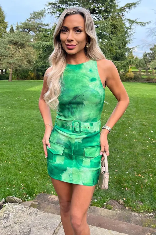 AX Paris Green Tie Dye Round Neck Belted Skort Cargo Playsuit Women Jumpsuits And Playsuits AX Paris Green Tie Dye Round Neck Belted Skort Cargo Playsuit Women Jumpsuits And Playsuits